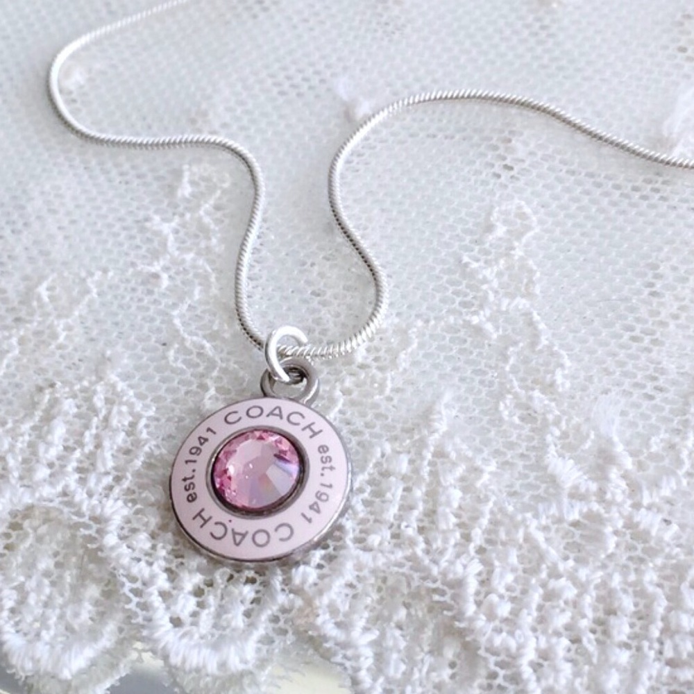 SOLD! Coach BCA Pink Crystal Charm Necklace